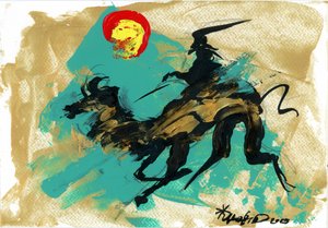 Dynamic Rider Golden Horse av Kanat Ibragimov