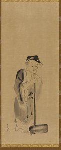 I staden, Jutoku, Edo Period, Air rly 17th line Tsury. av Kano Sadanobu