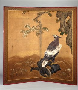 Hawk-Eagle And Oak (bläck och färg på papper)