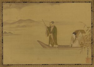 Kinesisk man och kvinna i en båt, Edo-period, mitten av 1600-talet. av Kano Yasunobu
