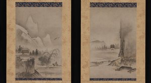 Två vyer från de åtta vyerna av floderna Xiao och Xiang, tidigt 1500-tal. av Kantei
