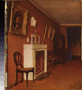 Interiör med öppen spis - Målning av Kapiton Alexeyevich Zelentsov (1790-1845), olja på duk av Kapiton Alekseevich Zelentsov