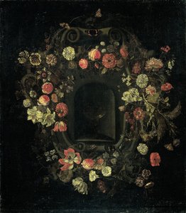 Blomkrans som omger en nisch av Karel Batist