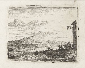 Italienskt landskap med bil på värdshuset Små landskap (serietitel) av Karel Du Jardin