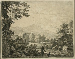 Landskap med man och hund av Karel Dujardin