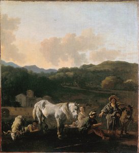 Bönder och en vit häst av Karel Dujardin