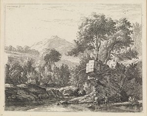 Två män vid en sten i vattnet av Karel Dujardin
