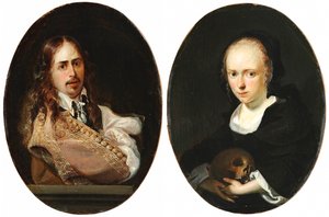 Självporträtt och porträtt av Cornelia Bouwers, konstnärens hustru