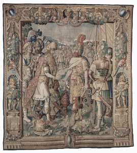 Antonius vinner den enda romerska segern över partherna; gobeläng av Karel van II Mander