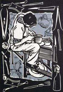 Potter, 1998 (linosnitt på papper)