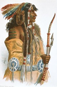 A Mandan Indian, ca 1833-34 (färg litho)