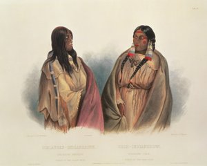 Kvinna från ormstammen och kvinna från cree-stammen, plansch 33 från volym 2 av `Travels in the Interior of North America