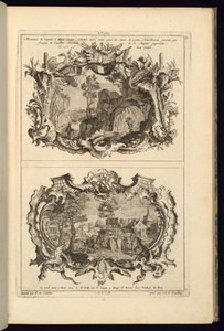 Tryck, design för två kartonger, 1745 av Karl Albert von Lespilliez
