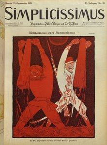 Militarism eller kommunism, illustration på framsidan av "Simplicissimus