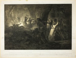 Befrielsen av Daniel Boones och Callaways döttrar, plansch två från Histoire des Premiere Colons d