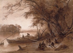 Läger av resenärer på Missouri av Karl Bodmer