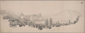 Utsikt över Heidelbergs slott med Neckarbron och Neckardalen av Karl Friedrich Schinkel