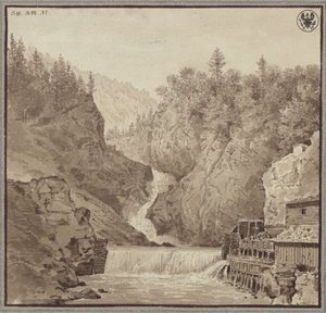 Utsikt över vattenfallet nära Lend i Salzburgområdet av Karl Friedrich Schinkel