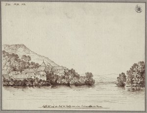 Utsikt över en by nära Graz från en bro över Mur av Karl Friedrich Schinkel