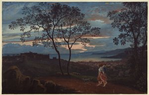 Utsikt över Trieste från en höjd i kvällsstämning av Karl Friedrich Schinkel