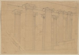 Berlin. Altes Museum vid Lustgarten. Utsikt från salen under byggandet av Karl Friedrich Schinkel