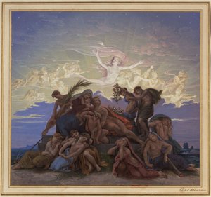 Berlin. Altes Museum vid Lustgarten. Skiss till väggmålningen "Sorg vid gravhögen" av Karl Friedrich Schinkel