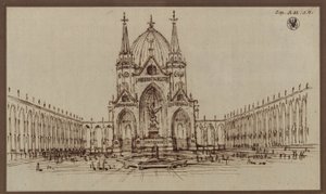 Berlin. Utformning till en domkyrka som monument över befrielsekrigen (Befrielsedomen) av Karl Friedrich Schinkel
