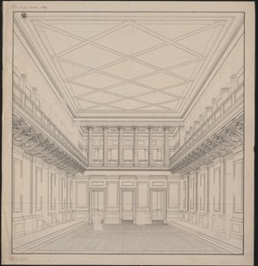 Berlin. Schauspielhaus vid Gendarmenmarkt, konsertsal. Vy av Karl Friedrich Schinkel