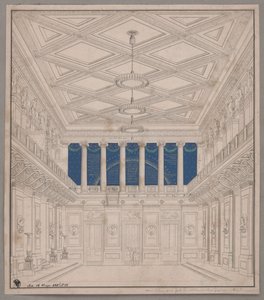 Berlin. Schauspielhaus vid Gendarmenmarkt, konsertsal. Dekoration för naturforskarnas fest av Karl Friedrich Schinkel