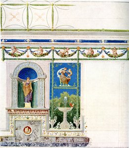 Berlin, Wilhelmplatz. Prins Karls av Preussens palats, matsal. Förslag till vägg och tak av Karl Friedrich Schinkel