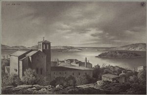 Utsikt över Pola och havet av Karl Friedrich Schinkel