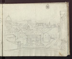 Utsikt österut från Kapitolium i Rom över Forum med Septimius Severus triumfbåge av Karl Friedrich Schinkel