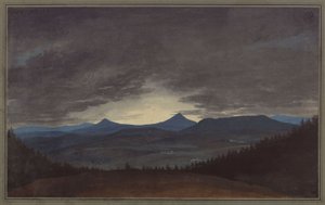 Böhmisk bergskedja i skymningen av Karl Friedrich Schinkel