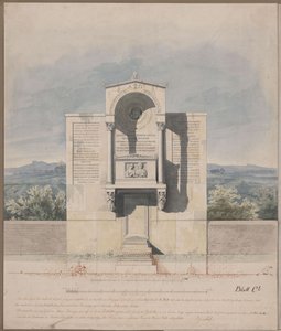 Bonn. Utformning till gravmonumentet över Barthold Georg Niebuhr, med ett reliefporträtt av makarna av Karl Friedrich Schinkel