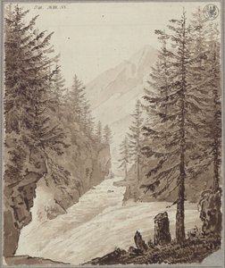 Klammpasset med Gasteiner Ache nära Lend i Salzburgregionen av Karl Friedrich Schinkel