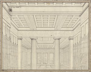 Dido. Opera av Bernhard Klein. Skiss till den 3:e dekorationen. Kammare i palatset av Karl Friedrich Schinkel