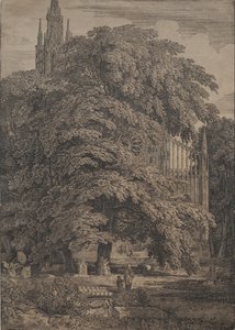 Gotisk kyrka bland ekar av Karl Friedrich Schinkel