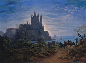 Gotisk kyrka på en klippa vid havet av Karl Friedrich Schinkel