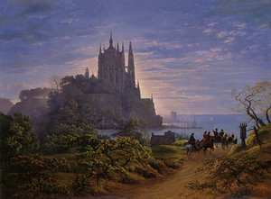 Gotisk kyrka på en klippa vid havet av Karl Friedrich Schinkel