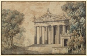 Ifigenia på Tauris. Skådespel av Johann Wolfgang von Goethe. Förslag till dekor. Dianas tempel av Karl Friedrich Schinkel