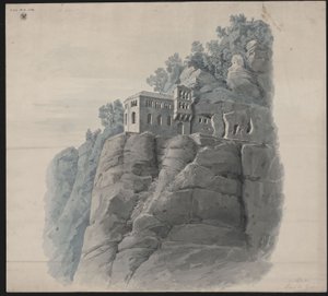 Kastel nära Saarburg. Eremitboning. Perspektivisk vy av Karl Friedrich Schinkel