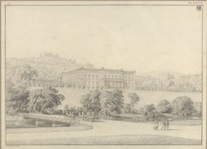 Kressendorf (Krzeszowice) nära Kraków. Slott. Perspektivisk vy av Karl Friedrich Schinkel
