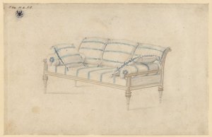 Potsdam-Sanssouci. Charlottenhofs slott. Soffa av Karl Friedrich Schinkel