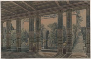 Oriandapalatset på Krim. Antikt utkast. Mottagningshall, kejserlig trädgård av Karl Friedrich Schinkel