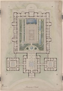 Orianda slott på Krim. Antikinspirerat utkast. Planritning av Karl Friedrich Schinkel