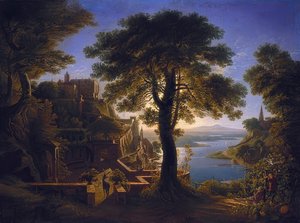 Slott vid floden. 1820 av Karl Friedrich Schinkel