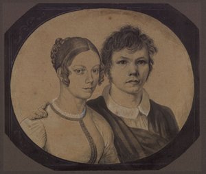 Självporträtt av Karl Friedrich Schinkel med Susanne Schinkel, född Berger av Karl Friedrich Schinkel