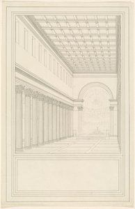 Mittskeppet och absiden, utan tvärskepp, i en katedral för Berlin av Karl Friedrich Schinkel