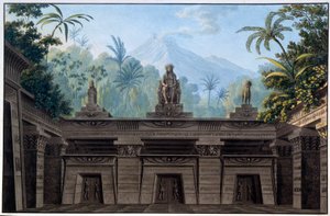 Teaterdekor: Dekor för operan "La flute enchante (Die Zauberflote) av Wolfgang Amadeus Mozart, på ett libretto av Emanuel Schikaneder. Teckning av Karl Schinkel (1781 - 1841) av Karl Friedrich Schinkel
