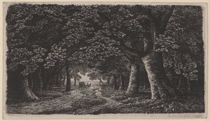 Skogsväg med en vagn av Karl Friedrich Schinkel